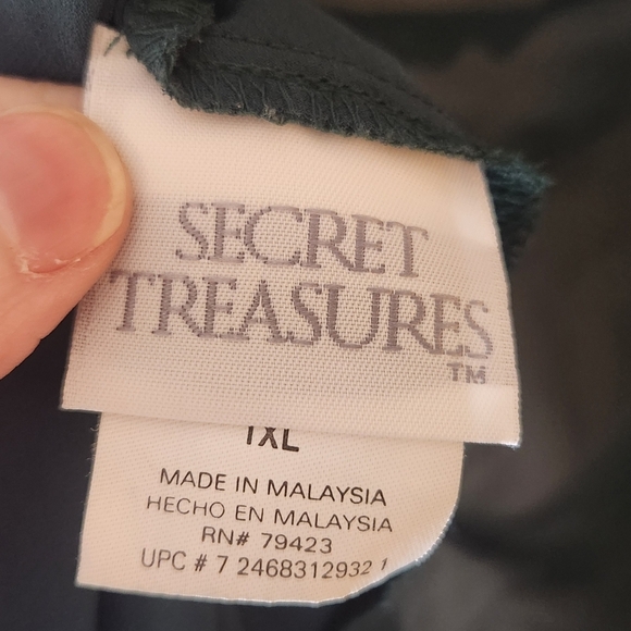 Secret Treasures green nighty chemise lingerie size 1x plus size sheer bow slip - Picture 4 of 5